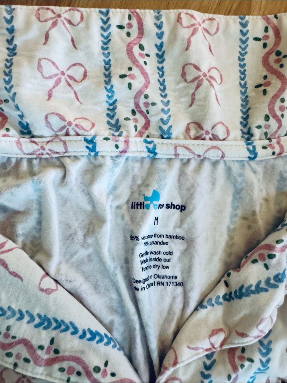 Little One Shop Viscose Bamboo Pajama Set in White with Blue & Pink Accents - Picture 5 of 9